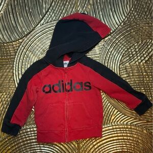 Adidas Red and Black Zip-Up Jacket